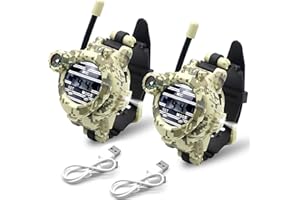 GINSSO Rechargeable Walkie Talkie for Kids, Spy Watch Army Toys for Kids Age 8-12, 7 in 1 Digital Watch Walkie Talkies, Two-Way Long Range Radios with Flashlight, Cool Spy Gadgets for Boy Girls Outdoor Game