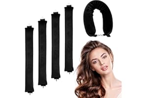 Lixiluxia 4 Pièces Bigoudis Cheveux, Boucle Sans Chaleur, Boudin Cheveux Boucles Overnight Blowout, Heatless Hair Curlers, Rouleau avec Crochets, Bigoudi Boucleur Rouleaux pour Divers Types de Cheveux