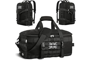 ETRONIK Gym Bag Mens Women, Large Tactical Duffle Bag Backpack with Shoe Compartment, 3 in 1 Holdall Travel Bag Rucksack with Wet Pocket, Weekender Overnight Bag for Sports Gym Hospital, Black