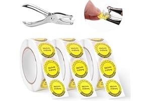 KAEMPE 1500 targhe di prova "Prossimo test" 20 mm con pinza per fori di carta, targa Tüv Dguv V3, etichette di prova TÜV, adesivi di prova