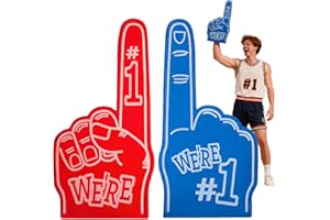 hommova 2 Pcs Foam Fingers, Number 1 Fan Big Foam Finger for Sports Event, Party, Games
