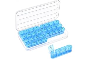 Colorwing Pastillero Mensual 31 Días: Se Puede Desmontar En 8 Cajas De Pastillero Viaje Con 32 Compartimentos, Ideal Para El Pastillero Diario, Sin Bisfenol A, Perfecta Para Personas Mayores (Azul)