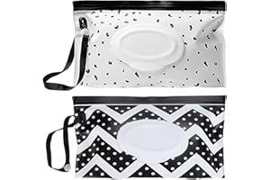 LAEEYIN 2 pcs Baby Wipes Dispenser Wet Wipes Bag for Babies, Wet Wipe Box, Reusable Wet Wipe Bag, Wet Wipes Container for On The Go, Home, Office (Two Colors)