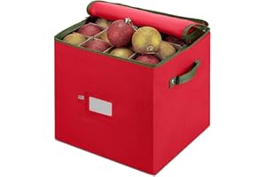 Arkcamp Christmas Bauble Storage Box With Dividers 4 Layers 64 Compartment Christmas Decoration Storage Box Removable Lid for Delicate Christmas Decorations Baubles Xmas Ornament Storage Container Red