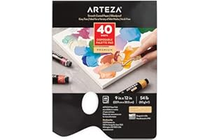 ARTEZA Tavolozza Pittura, Tavolozza a Fogli 9x12 Pollici, 40 Fogli Bianchi Incollati, 54 Libbre, Wet Palette con Foro per Pollice, per Pittura a Olio, Acrilici, Acquerelli e Tempera