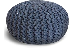 ‎CASAMIA casamia Pouf Ø 55 o. 45 cm Sitzpouf Strickhocker Sitzpouf Bodenkissen nachhaltig Grobstrick Optik Größe ø 55 cm, Farbe dunkelblau