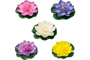 Tsling 5 Stück Künstliche Seerosen,Schwimmende Blumen Simulation Lotusblume aus Schaumstoff Decor,Eva Schwimmende Wasserlilie 10cm,für Fischteich Aquarium Garten Teich Terrasse
