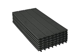 WOLTU WPC Terrassenfliesen Terrassendielen Holz-Optik 30x60cm, Fliese Bodenfliese Klickfliese mit klicksystem Bodenbelag Anthrazit (6 Stück / 1 m²)