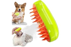 BYTLXM Brosse Chien Chat à Vapeur, 3 en 1 Brosse à Poils de Chat à Vapeur, Cat Steamy Brush, Brosse Pour Chats à Poils Courts Et Longs, Idéal Pour Massage,Soin (vert)
