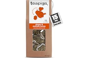 Teapigs Ginger & Manuka Honey Tea - Infusion of Ginger & Manuka Honey for a Fiery Kick - Naturally Caffeine-Free Detox Tea - 15 Biodegradable Herbal Tea Bags