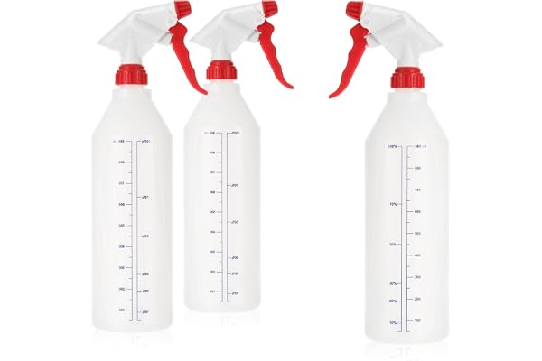 com-four® 3x flacon pulvérisateur avec échelle - pulvérisateur à pompe à eau avec filetage 28/400 pour la maison, le jardin, l'atelier - flacon pulvérisateur avec buse réglable - 900ml (NBR)