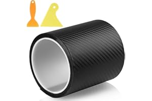 Hopton Carbon Folie Auto (10cm × 300cm), 3D Lackschutzfolie Auto mit Abstreifer, Kratzfest Einstiegsleisten Schutz für Fahrrad Motorrad, Selbstklebend, Schwarz