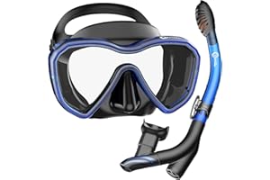 Dorlle Snorkel Set, Improved Panorama Snorkel Mask, Waterproof Diving Mask, Anti-Fog, Anti-Leak, Tempered Glass, with 3-Channel Premium Dry Snorkel for Adults