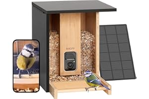Netvue Birdfy Aggiornato-Mangiatoia per Uccelli con Videocamera&Solare,Telecamera per il Birdwatching con Bambù Ecologico e Rinnovabile,Cattura Automatica,Notifica Uccelli,Edizione Limitata Natalizia