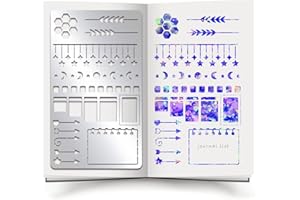 ‎INFUNLY INFUNLY Lesezeichen-Metallschablonen Kalender Edelstahl-Schablone Sterne Pfeilspitzen Zeichnen Malen Tagebuch Planer Schablonen Für Tagebuch Holzschnitzerei DIY Scrapbooking Gravur