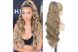 JUZIVIEE Pferdeschwanz Extensions Blond Lang Gewickelt Haarteil Ponytail Natürliches Kunsthaar Haar Haarverlängerunge Extensions für Damen Afro Zopf Ponytail ca.60cm 12/613 092A