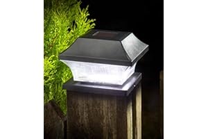 Garden Mile Solar LED Post Cap Light for Outdoor Fence Posts or Decking in Your Garden, Patio or Fence (Black, Set of 4)