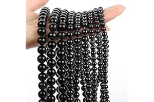 Only faith Lot de 125 perles rondes en pierre pour fabrication de bracelets, bijoux fantaisie avec trou, pierres précieuses pour colliers (6 mm (125 pièces), agate noire onyx