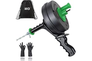 BACOENG Desatascador Tuberias Profesional [7,5 m] Desatascador Fregadero con Barrena Pesada, Para Limpieza de Tuberías, Se Adapta a Casi Todos los Desagües, con Guantes Incluidos