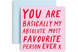 Huxters Anniversary Card – You are my most favourite - Funny Card for Wife - Husband - Boyfriend - Girlfriend – 350GSM Valentines Day Card – Blank for Custom Message – 14.8cm (Favourite)