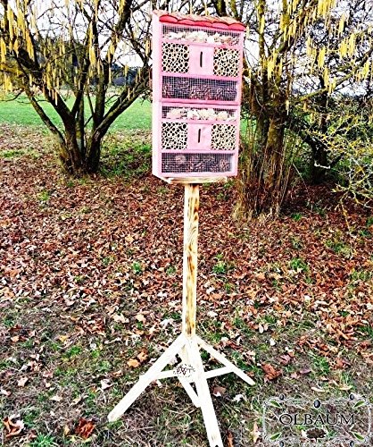 XXL insektenhotel, mit Naturdach, FDV-HOST-OS in hellrot PINK, ROSArot nistkästen für Nützlinge im Garten Marienkäfer als Ergänzung zum Meisen nistkästen Meisenkasten oder zum Vogelhaus Vogelfutterhaus Futterstation für Vögel Insektenhäuschen – insektenhotels - 2