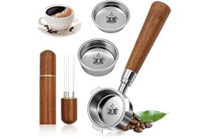 Scettar Portafiltro sin fondo de 51 mm con 3 Orejas Portafiltro Cafetera con 3 Filtro de Café de Acero Inoxidable y Espresso Stirrer Compatible con DeLonghi Dedica EC680/EC685/EC785/EC820/EC850/EC860