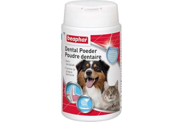 BEAPHAR - Poudre Dentaire pour Chien et Chat - Nettoyage des Dents sans brossage ni rinçage - Combat la Plaque Dentaire, la Formation de tartre et la Mauvaise haleine - 100% Naturelle - 75g