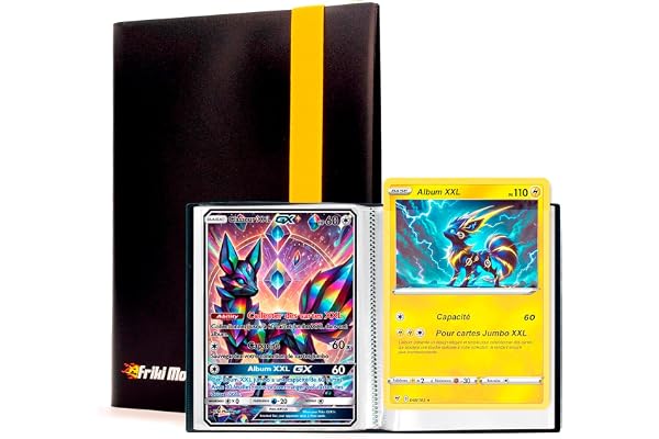 Album de cartes à collectionner Jumbo XXL, album avec capacité de 60 cartes promo GX véritables, VMAX, V ou EX, 30 pages pour cartes Jumbo, Album avec pochettes taille 21,1x14,5cm (Noir)