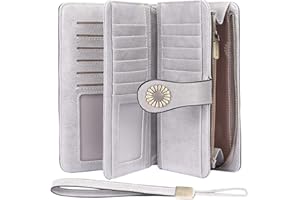 TEUEN Porte Feuilles pour Femme Grande Capacite, Porte Monnaie Femmes RFID Blocage avec Chequier,Identité Emplacements Cartes, Organiseur à Glissière pour Pièces de Monnaie pour Cadeau Femme