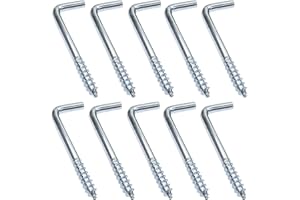 Aerzetix - C47879 - Set di 10 pezzi - gancio a vite in legno tipo L - Ø3x40mm - acciaio zincato - fai da te - utensili di montaggio/ferramenta