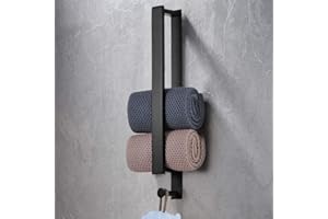 JOLY FANG Wieszak na ręczniki, samoprzylepny, ze stali nierdzewnej, bez wiercenia, 40 cm (czarny)