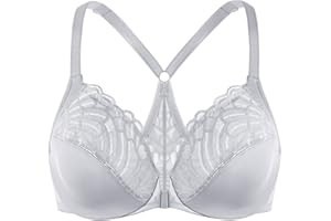 MELENECA Biustonosz damski zapinany z przodu plus rozmiar fiszbiny Racerback Bra