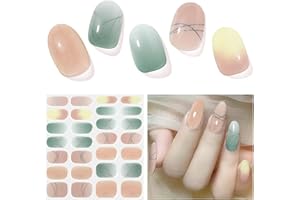 DUKASOU Półutwardzane żelowe paski do paznokci – 28 sztuk folii do paznokci, utwardzana UV, folia do paznokci, samoprzylepna naklejka na paznokcie w jakości salonowej, trwałe paski lakieru do paznokci dla