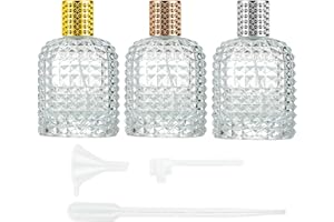 AILUYA Rozpylacz do perfum, przenośna butelka z rozpylaczem z nasadką, 3 sztuki, 50 ml, butelka na perfumy z ananasem, do wielokrotnego napełniania, ze szkła kryształowego, puste szkło z pipetami i lejkiem
