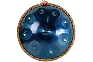 DOZPAL Handpan Drum Tambor de percusión de acero de 22 pulgadas con bolsa de mano suave, mazo de handpan, soporte de handpan, paño sin polvo para niños y adultos,Blue-9notes