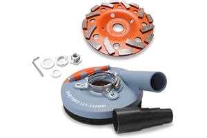 FANZTOOL Meule diamantée 125 mm avec Capot d'aspiration pour meuleuse d'angle, Universel pour meuleuse, avec bague d’adaptation renforcée, Adaptateur M14 – brosses remplaçables – QUALITÉ PRO