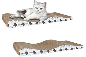 OMATSBEH 2 Pack Cat Scratcher Pad & Board - Cardboard Nest & Sleeping Scratcher for Indoor Cats (2 Pack Grey)