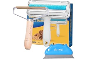 Fur Magic Pet Hair Remover Roller & Lint Remover Fuzz Shaver & Dog Cat Hair Remover Scraper Brush, Reusable Carpet Cleaner Lint Roller, Easy to Use 3 pcs Bundle