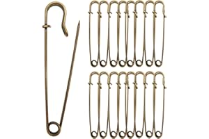 Urmspst 15 Piezas Imperdibles Grandes (Nuevo), 10cm Alfileres de Seguridad, Pines de Seguridad para Ropa,Mantas,Lona,Cuero, Manualidades, Faldas, Imperdibles Extra Grande Resistente Color Bronce