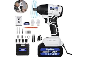 ROYALSWILL Avvitatore a Impulsi Brushless 21V, Chiave a impulsi senza fili, 420 Nm, Avvitatori a Massa Battente con 6,0Ah Batteria, 4x Chiavi A Bussola per 14/17/19/22mm, Velocità Variabile, Caricatore Rapido