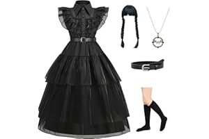 NuGeriAZ Wednesday Costume Kids Wednesday Costume Girl Wednesday Dress Wednesday Costume Halloween Christmas Carnival Black Friday