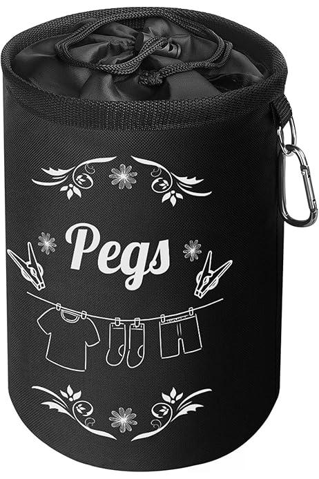 Sac à Pinces à Linge Denim Avec Mousquetons | Range 150 Pinces | Cordon Serrage | Lavable Machine