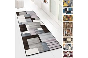 Yurun Dirt Trapper Mat, Kitchen Rug, Geometric Pattern, Short Pile, for Living Room, Hallway, Office, Bedroom, Washable, Available in 9 Colours and Many Sizes, 50 x 100 cm