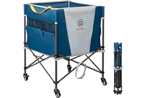‎EVER ADVANCED EVER ADVANCED Rolling Ballwagen faltbar mit Tragegurt Seitentasche Aufbewahrungswagen mit Rädern Sportgeräte 47x58x58cm für Volleyball Basketball Fußball Tennis Baseball