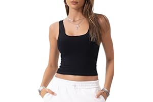 Danysu Damski podkoszulek z prążkowanym dekoltem wyściełany top treningowy z kwadratowym dekoltem dopasowany podstawowy top Cami