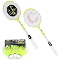 COMPASS SPORTS CS-786 Double Shaft Badminton Racket Set of 2 Piece with 3 Piece Plastic Shuttle