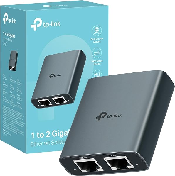 TP-Link EH210 - Switch ethernet,Adaptador Switch gigabit 1 a 2 Puertos RJ45, Splitter Duplicador,Carcasa de Aleación de Aluminio, hasta 1000 Mbps, Plug & Play, Compatible con Cat5e/6/7/8 - 1