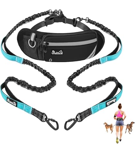 Hands Free Dog Leash With Pouch, Double Leash For Two Dogs, Retractable