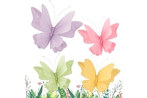 ‎EASY JOY Easy Joy 4 Stück 3D Papier Schmetterling Deko,Schmetterling mit Befestigungsclip, Pastell schmetterling für Tischdekoration,Deko kindergeburtstag,Innen Frühling Deko,Sommerdeko,Gartenparty Deko