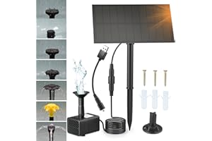 Solar Springbrunnen Pumpe, PChero Mini Solarbetriebene Teichpumpe Wasserpumpe wasserspiel Pumpe mit 6 Düsen für Vogelbad Teich Pool Garten Aussen Dekoration